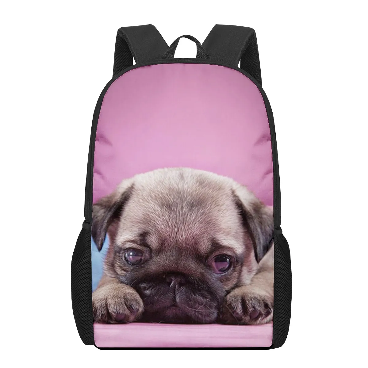 Mochila escolar impressa em 3D para meninos e meninas, adorável personalidade canina, bolsa de ombro casual para crianças adolescentes, mochila de grande capacidade