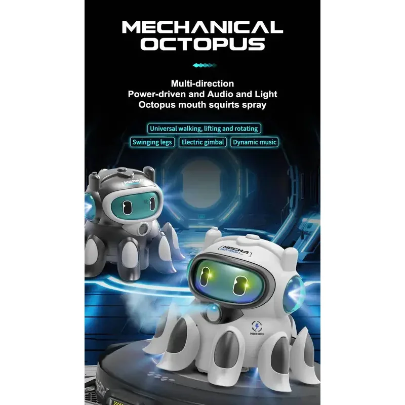 Elektrische Spray Mechanische Tier Simulation Octopus Haustier Modell Multifunktionale Sound Licht Spielzeug