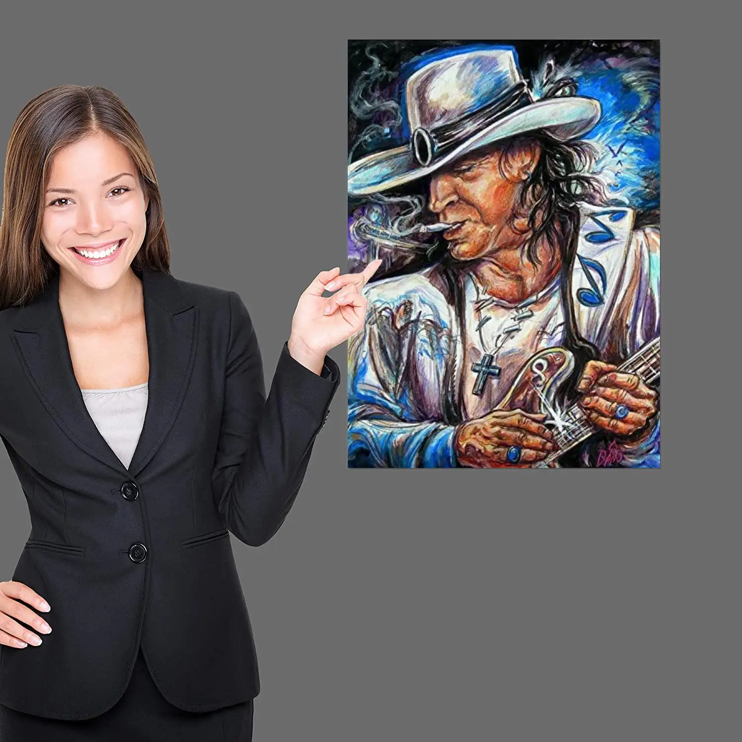 Stevie Ray Vaughan Double Trouble Painting 24x36 Wall Art Canvas Posters room  Modern Family bedroom Decoration Art wall decor