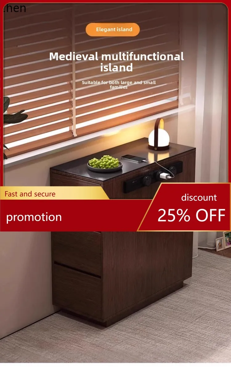 

YFY Movable Island Cabinet Ultra-Narrow Rock Board Island Cabinet Standalone Rock Board Cabinet Home Movable Sideboard