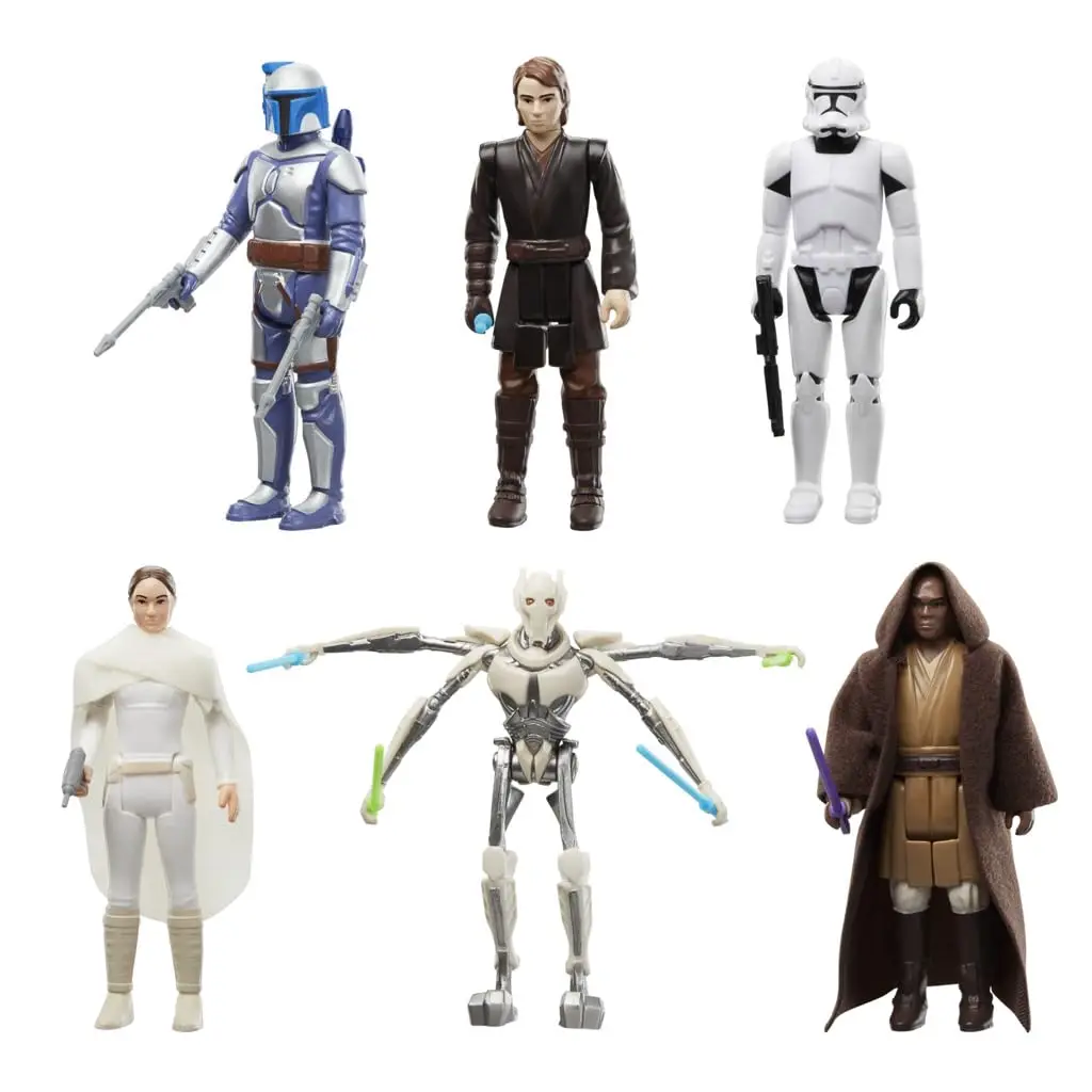 Hasbro Star Wars Colección Retro Star Wars Episodio II y Episodio III Multipack Padmé Amidala, Jango Fett, Mace Windu G0371