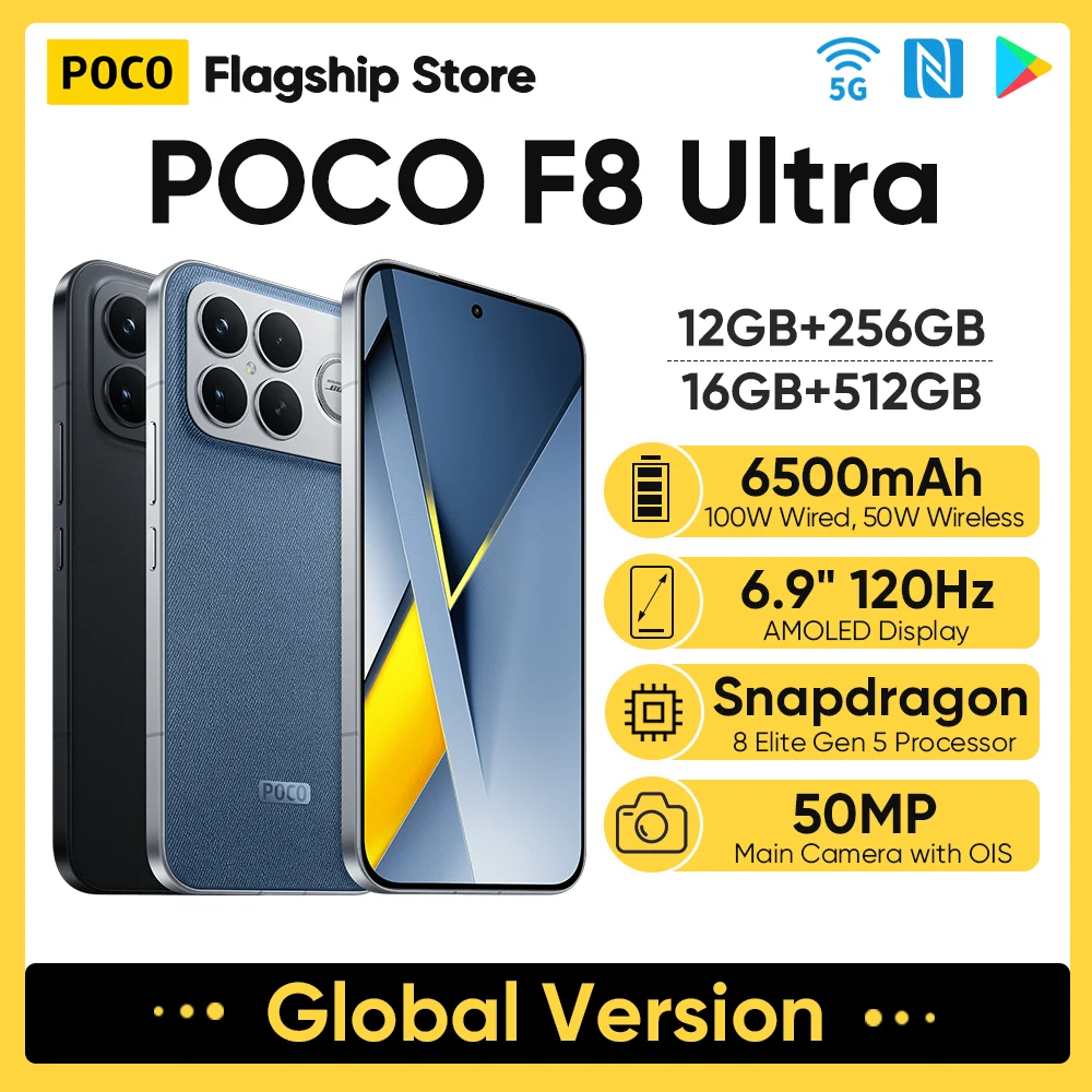 2025 New POCO F8 Ultra Global Version Smartphone Snapdragon 8 Elite Gen 5 6.9