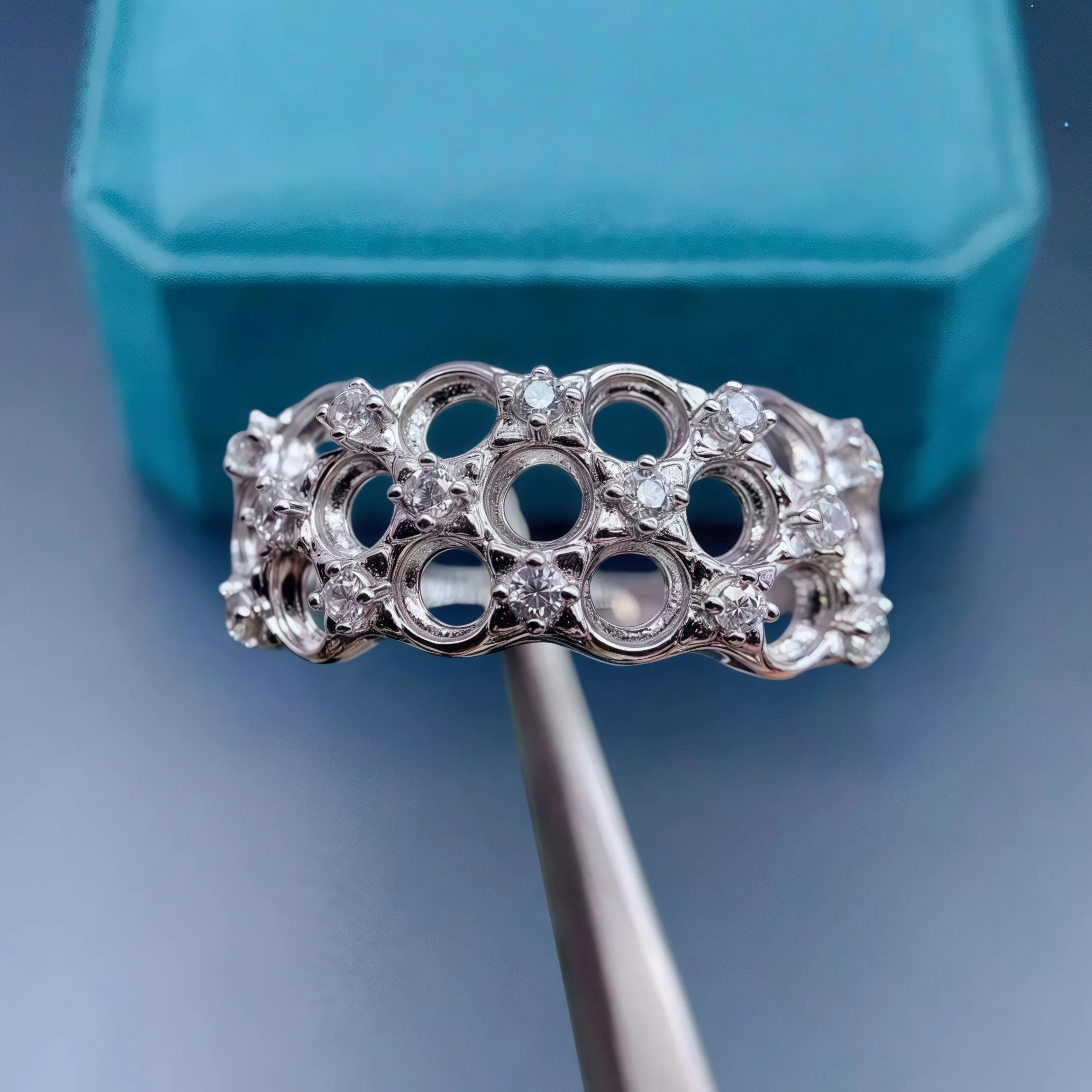 

Setting 3mm Round Stone Fashion DIY Empty Ring Holder S925 Sterling Silver Fine Luxury Design Charm Jewelry for Woman