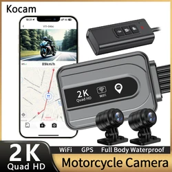 Kocam Dual 2K Motorcycle DVR WiFi Front & Rear Waterproof Camera Recorder Motorcycle Dash Cam Motorbike GPS Black Box