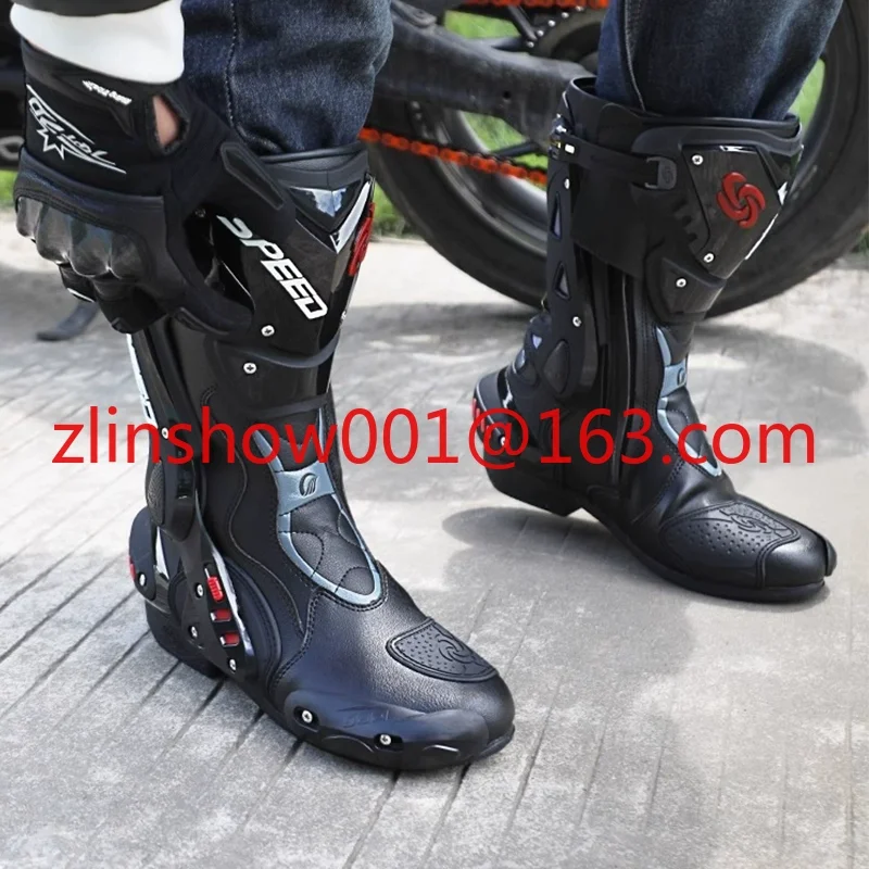 PRO-BIKER Motorcycle Boots Men Women Riding Mid-Calf Ankle Protective Shoes Motorbike Rider Boots Racing Long Boot