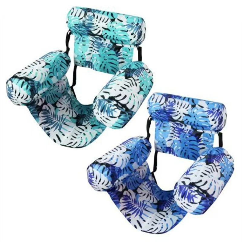 Outdoor Inflatable Printed Water Floating Row Three Tube Beach Adult Water Floating Foldable Backrest Pool Floating Chair