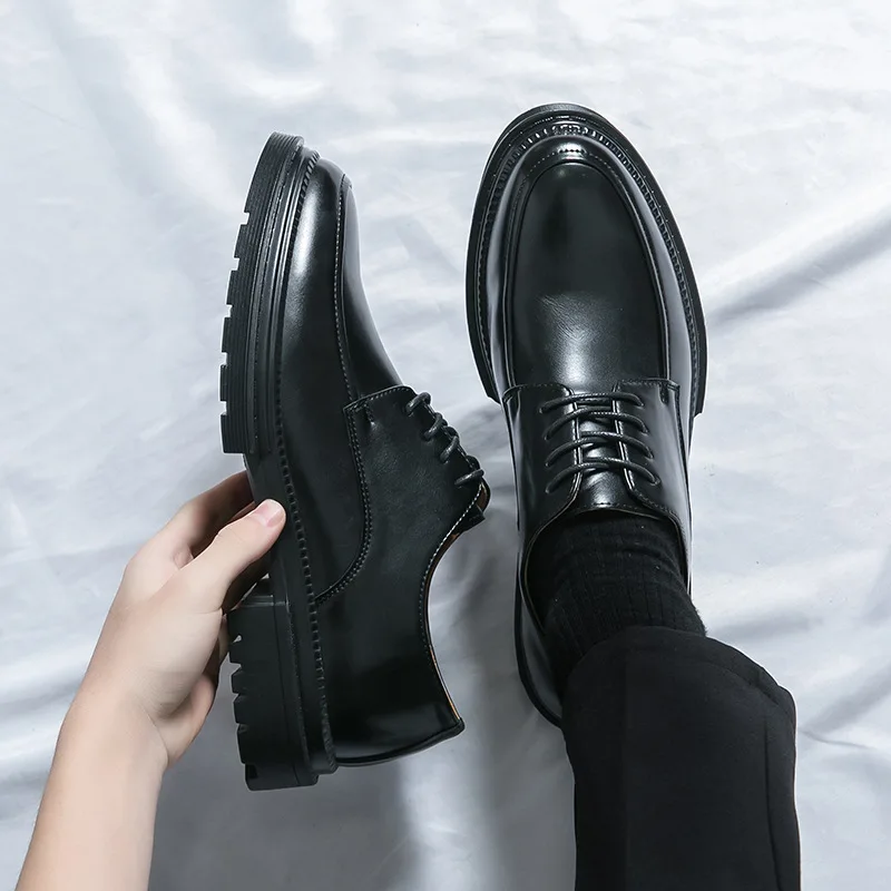Men Leather Shoes British Style Business Dress Shoes Classic Lace Up Small Leather Shoe Luxury Men Wedding Shoes Zapatos Hombre