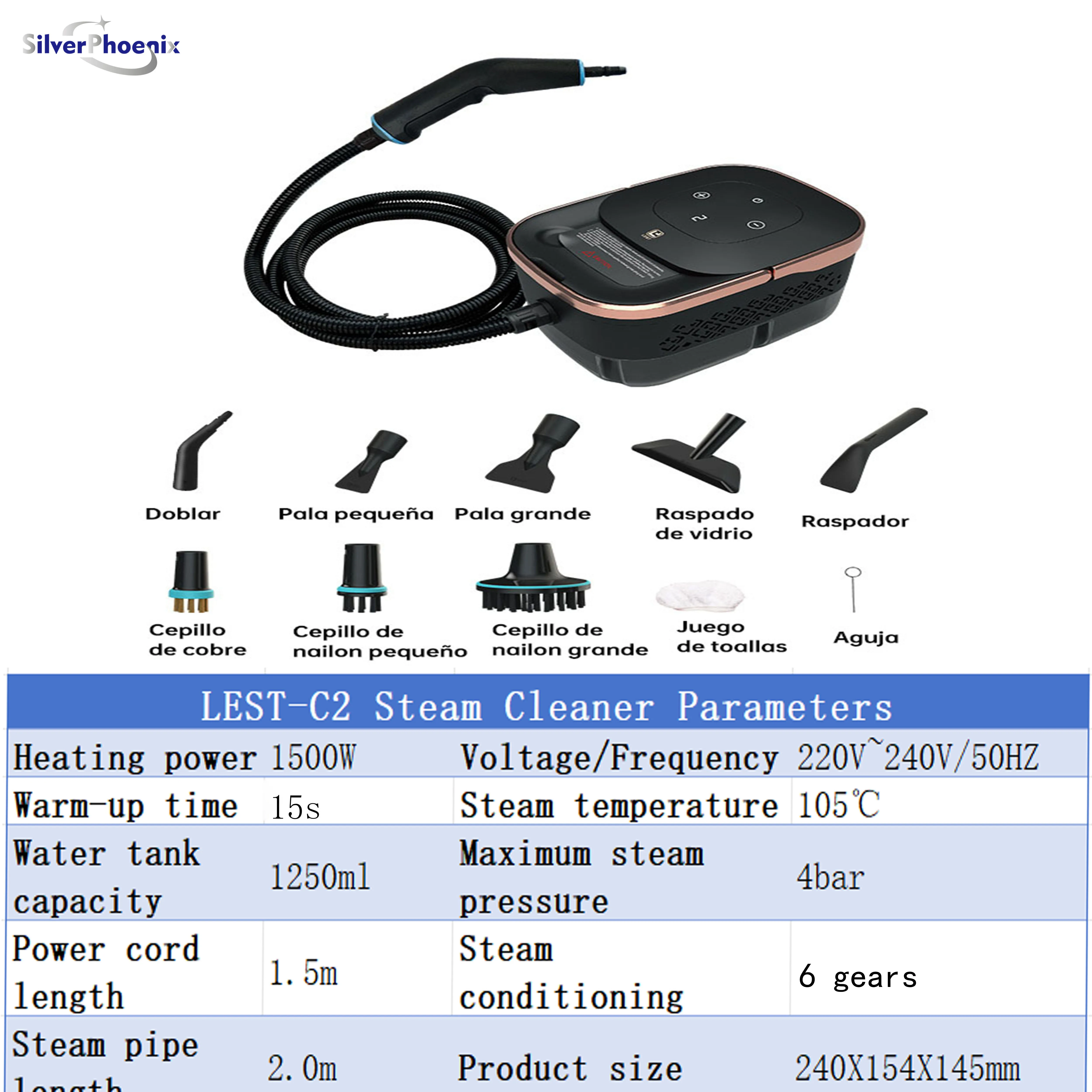 Portable High Temperature Sterilizer 1500W High Pressure Steam Cleaner for Air Conditioner Sofa Kitchen Truck Handheld Cleaner