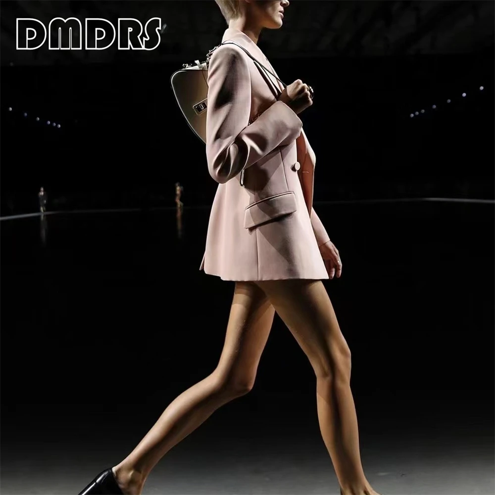 

New Fashion Pink Women Suit Blazer Two button Peaked Lapel Slim Fitting Women's Formal Tuxedo Jacket Solid Custom Colors