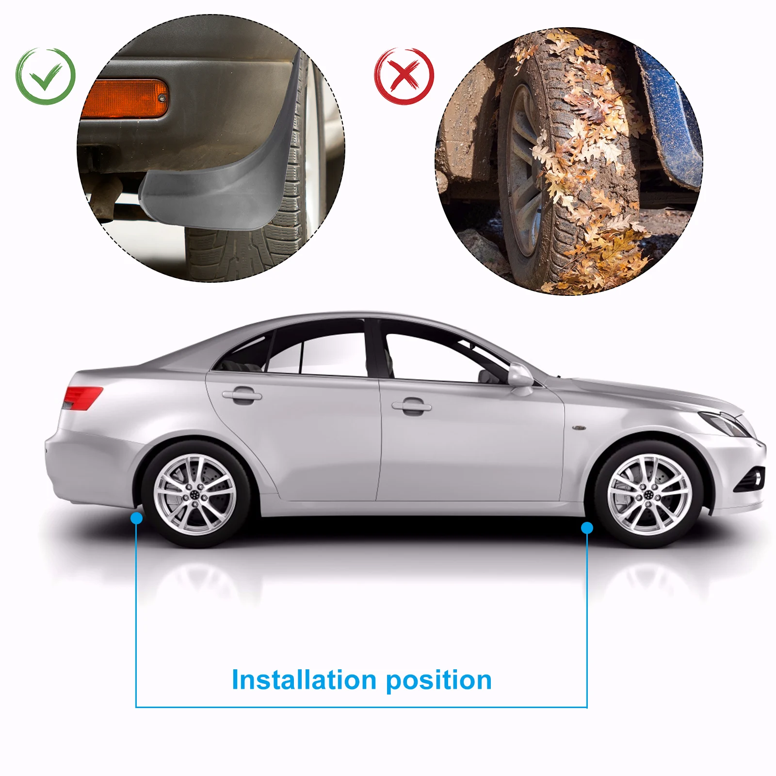 

4pcs Vehicle Mudguard Mudguard Plastic Wheel Protector Fashionable Universal Mud Flaps Strong Durable Vehicle Accessories