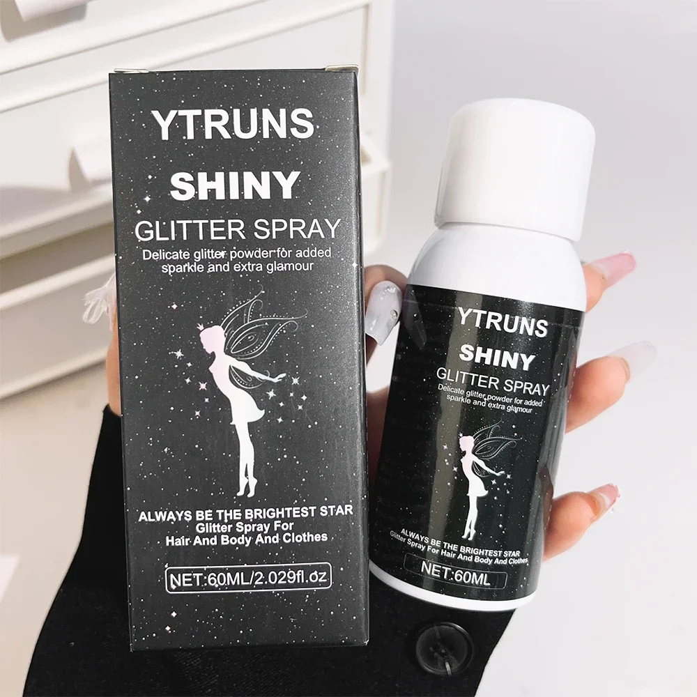 Spray de destaque com glitter prateado, 60ml, longa duração, brilhante, cabelo e corpo, líquido, destaque, contornos faciais, iluminador, maquiagem, cosméticos