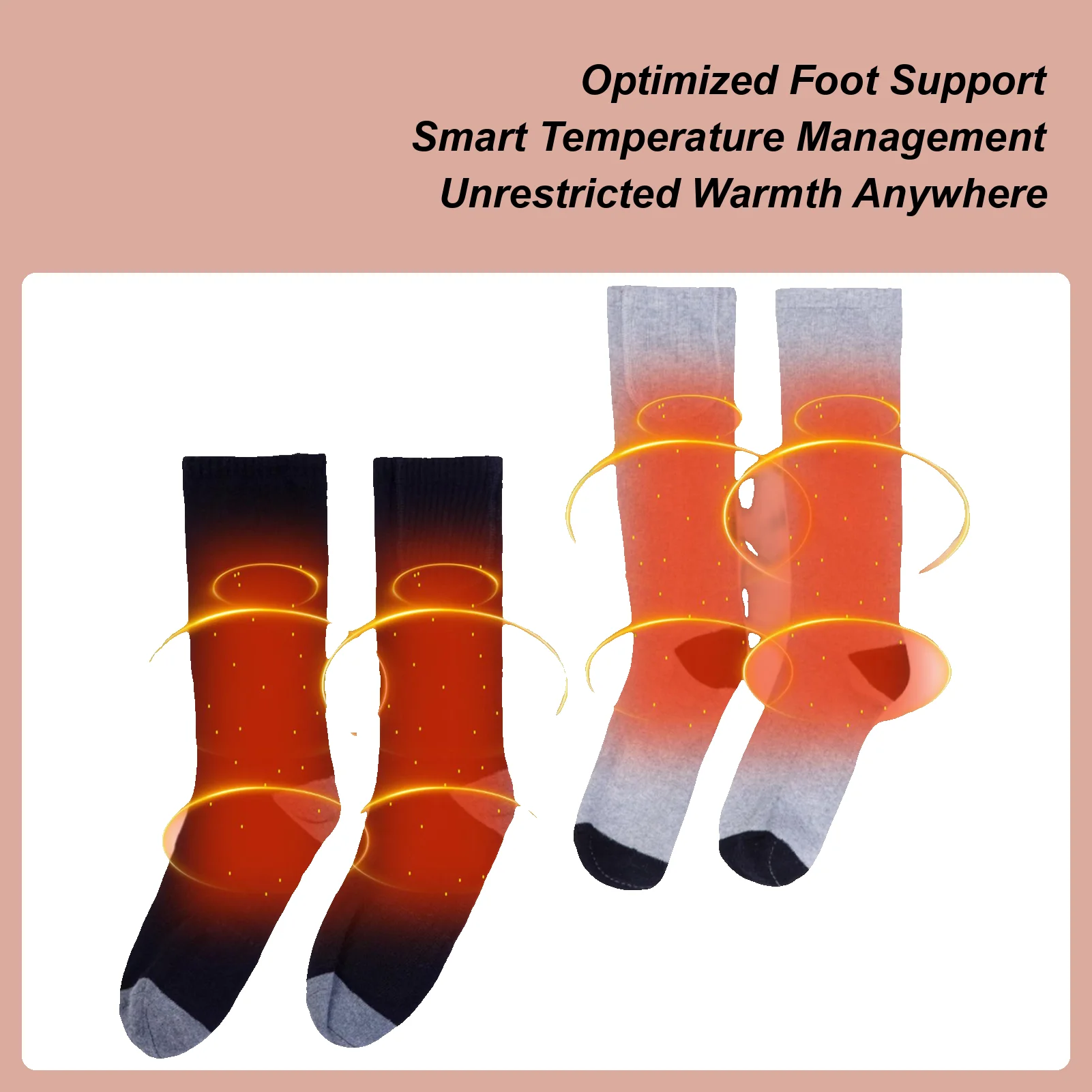 

Heated Socks Rechargeable 3 Heat Levels USB Heated Socks For Men 2200mAh Thermal Warm Anti-Slip Gear For Hunting Riding Cycling