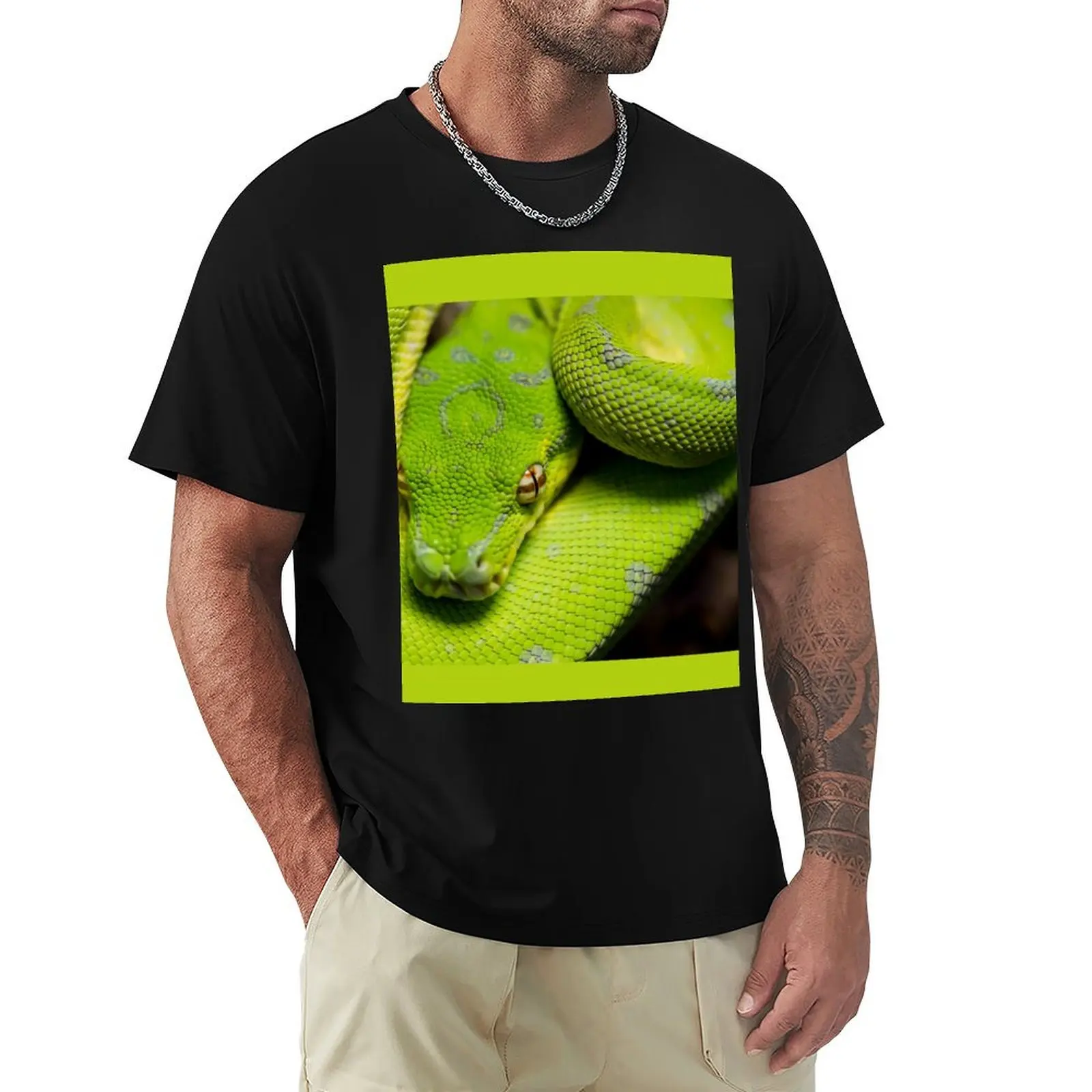 

Galaxy, the green tree python. T-Shirt cotton man t-shirts new edition men clothing