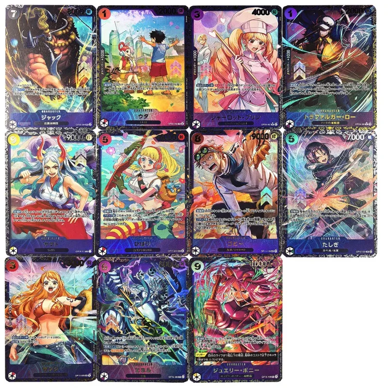 40 tipos de tarjetas de campeonato de torneo insignia de One Piece OPCG DIY, tarjetas refractadas de Luffy, Franky, Brook, Jinbe con estampado en caliente y efecto flash.