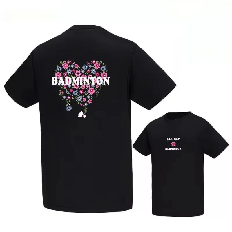 

2026 новый тренд для бадминтона, платье для бадминтона с цветочным принтом, дизайн из чистого хлопка, мужская и женская спортивная футболка с коротким рукавом, культурная рубашка