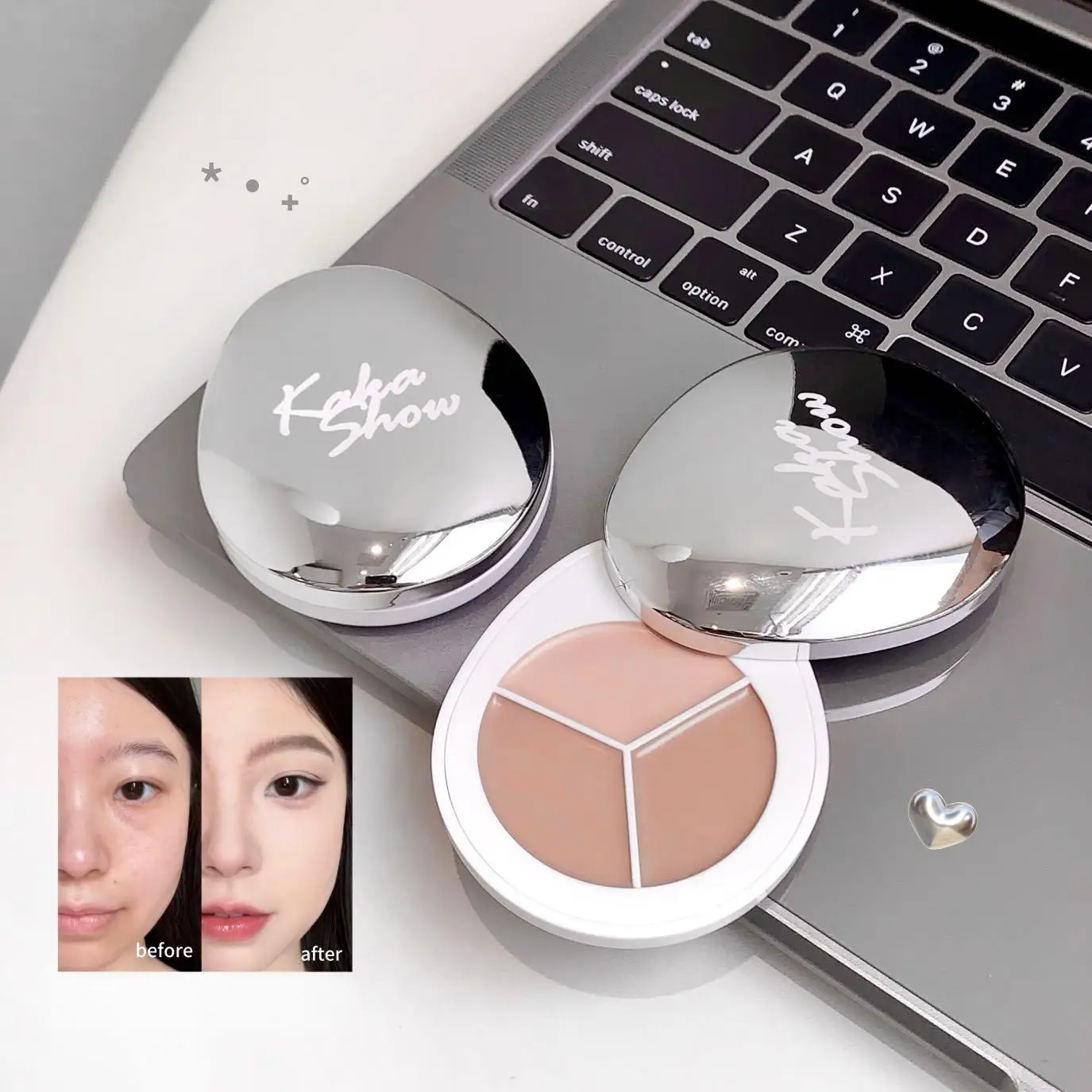 カカショー 3色コンシーラークリーム ナチュラルモイスチャライジング ダークサークル＆ニキビ跡カバー フェイシャルブライトニングクリーム