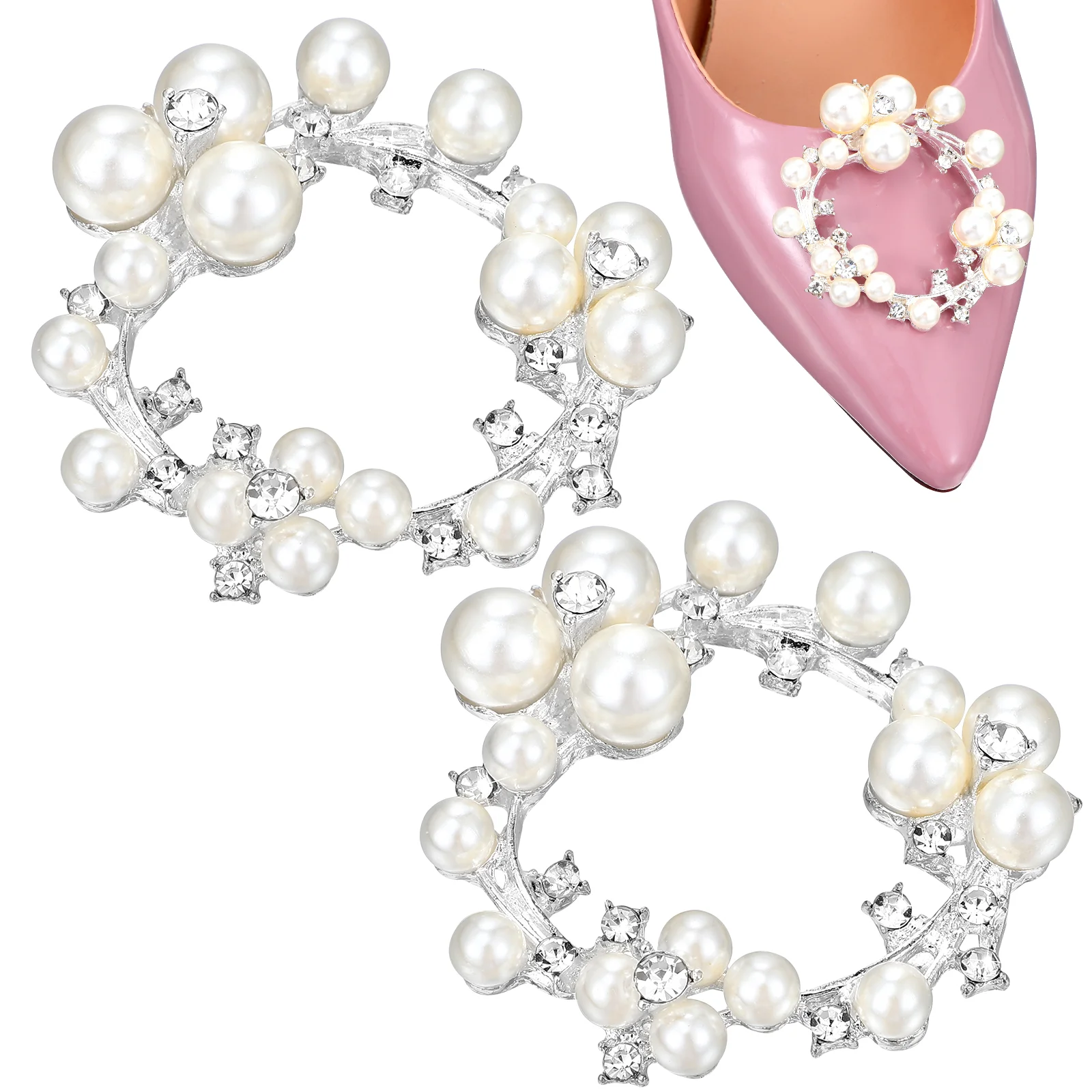 

Shoe Buckle Clips Decor Ornaments Embellishments for Women Jewelry Pearl Crystal Decorate