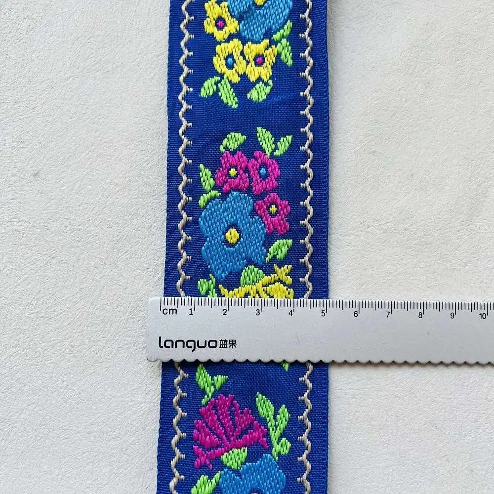 Accessories 1yard 50MM Vintage Ethnic Embroidery Bag Ribbon Boho Lace Trim DIY Clothes Embroidered Fabric Custom