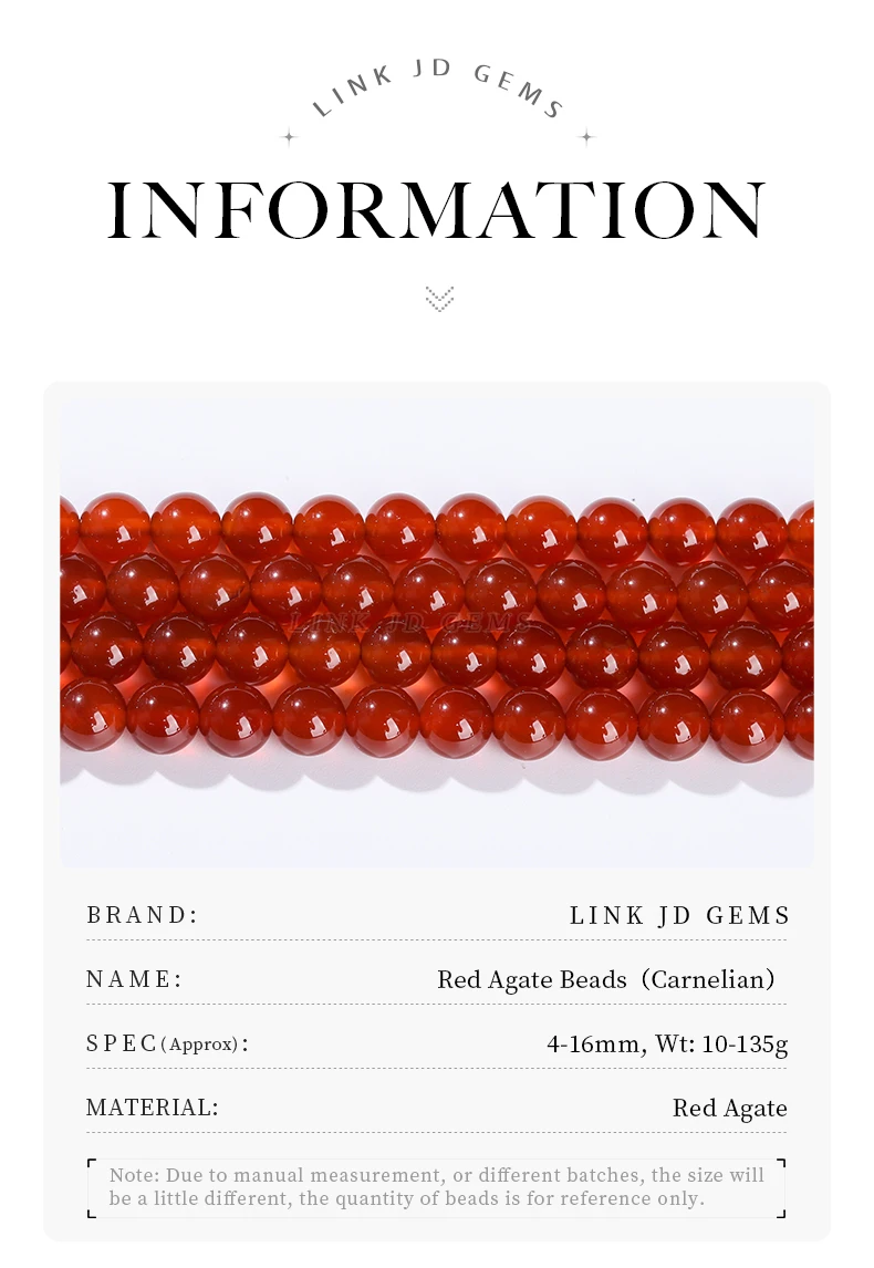7A Naturstein Rote Achatperle Runde Karneol-Onyx Lose Zwischenperlen für Schmuckherstellung DIY Armbänder Halsketten Zubehör – Detail 3