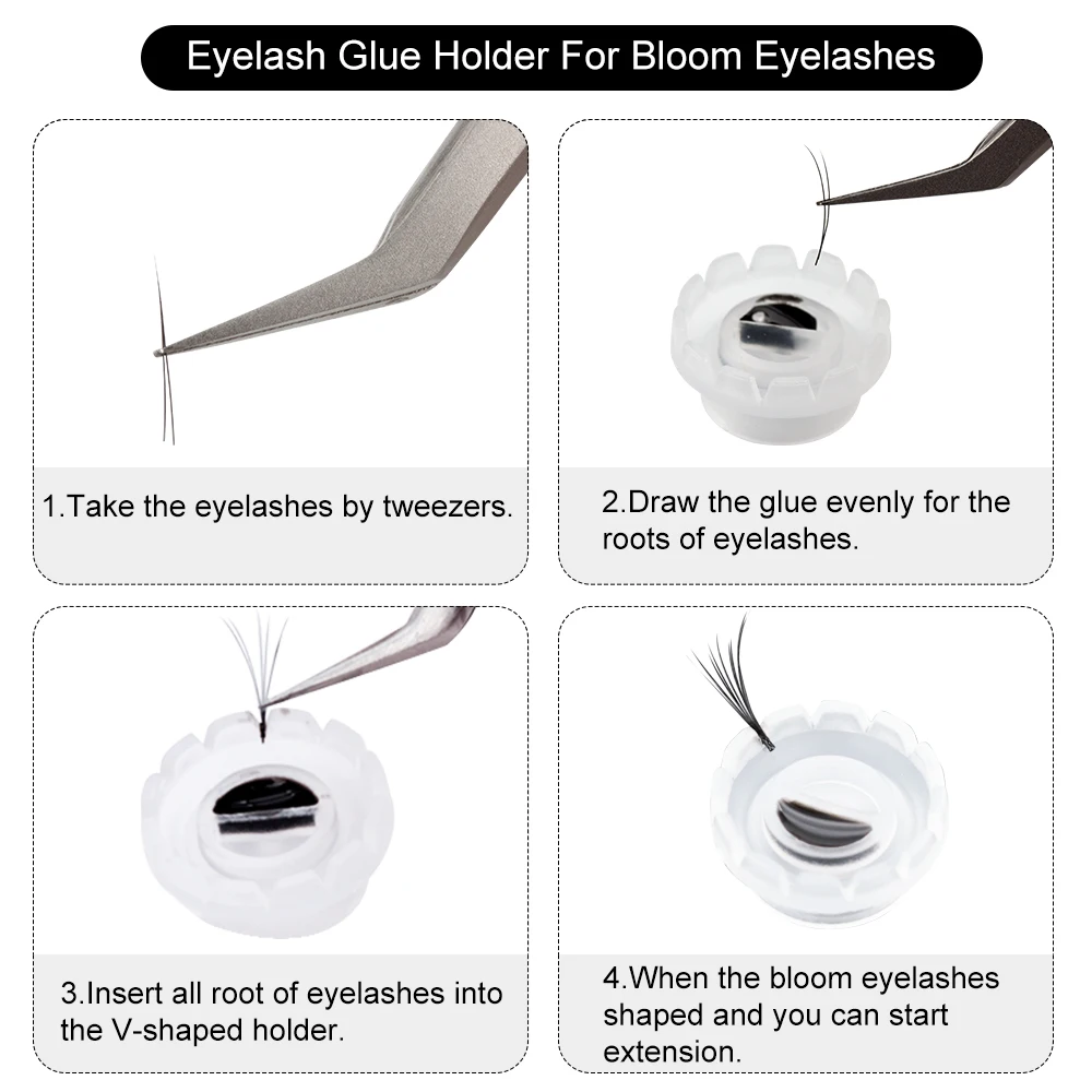 Yelix Lijm Houder Valse Wimper 100 Stuks Wegwerp Wimpers Blossom Cup Gemakkelijk Fan Lijm Pallet Wimper Extension Tool Make-Up Tool