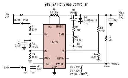 LT4254CGN LT4254IGN LT4254 - Positive High Voltage Hot Swap Controller with Open-Circuit Detect