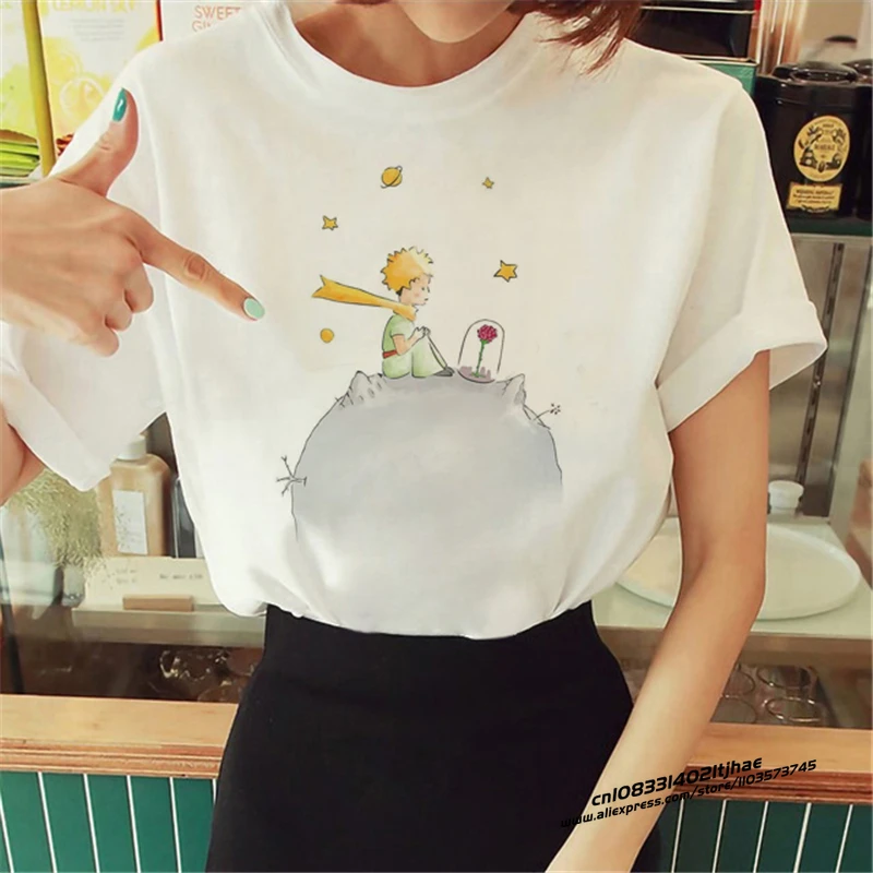 New Arrival The Little Prince Printed T Shirt Round Neck Short Sleeve Tshirt Female Harajuku Ladies Tshirts Casual Tshirt Women