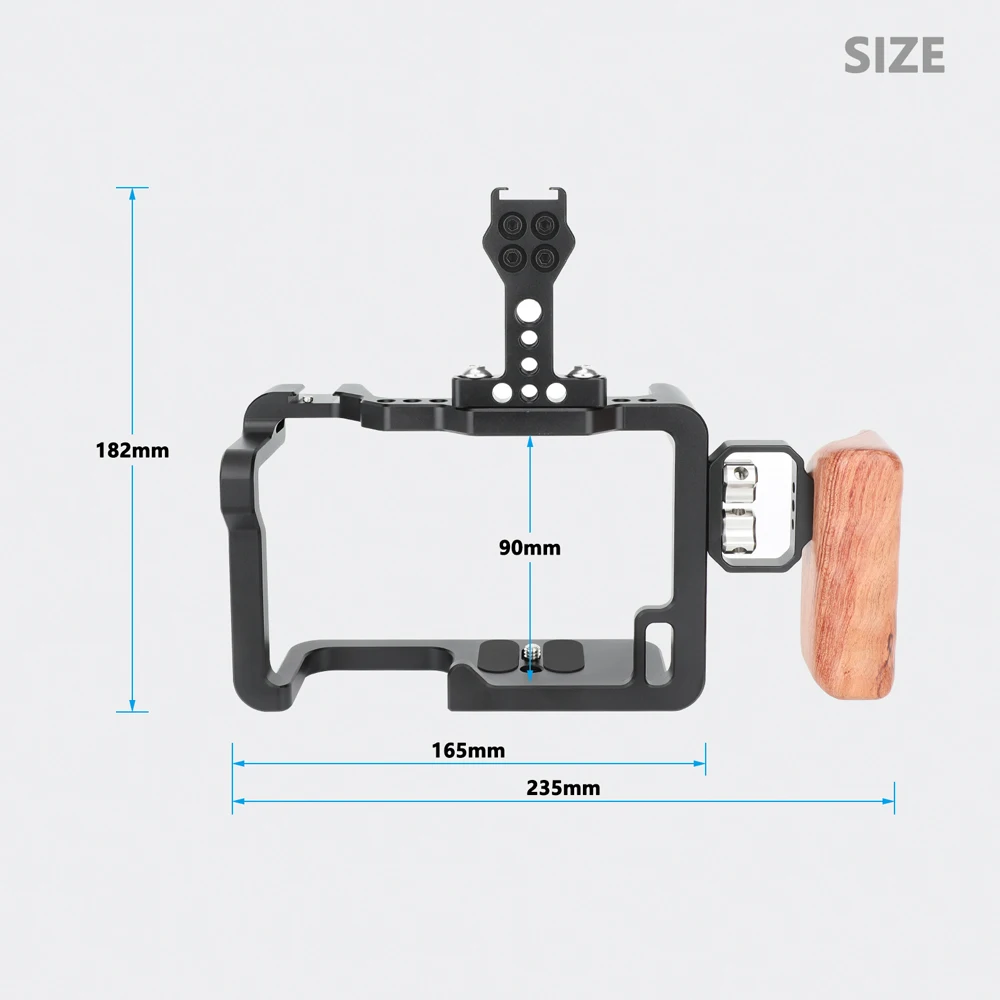 قفص كاميرا كامل من CAMVATE مع مقبض جبن علوي من الألومنيوم وقبضة مقبض خشبي يسار وحوامل أحذية لكاميرات باناسونيك GH5 DLSR