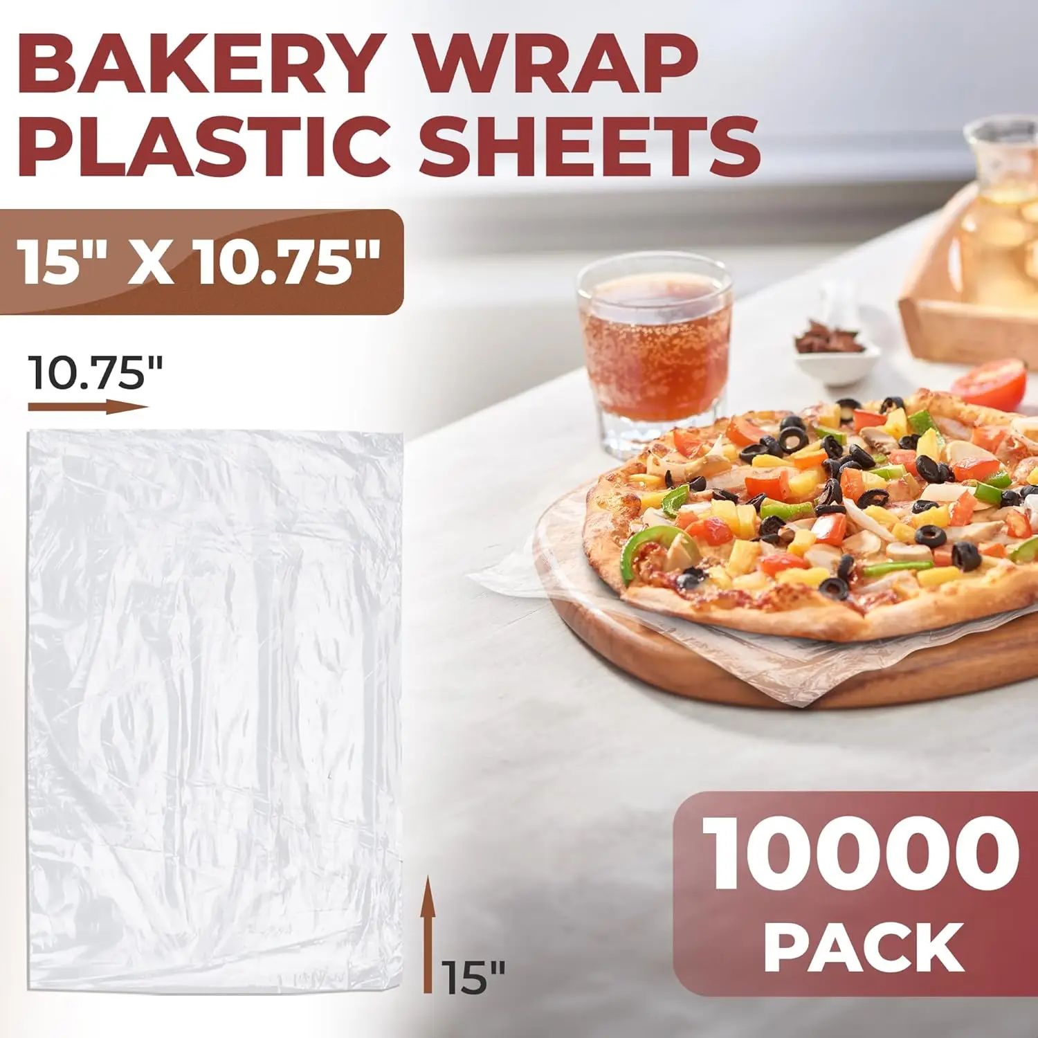 APQ Clear Deli Plastic Sheets, 15 x 10.75 Inch. Pack of 10000 Sandwich Wraps Sheets. Plastic Deli Wrap Sheets. Sandwich Wrapper