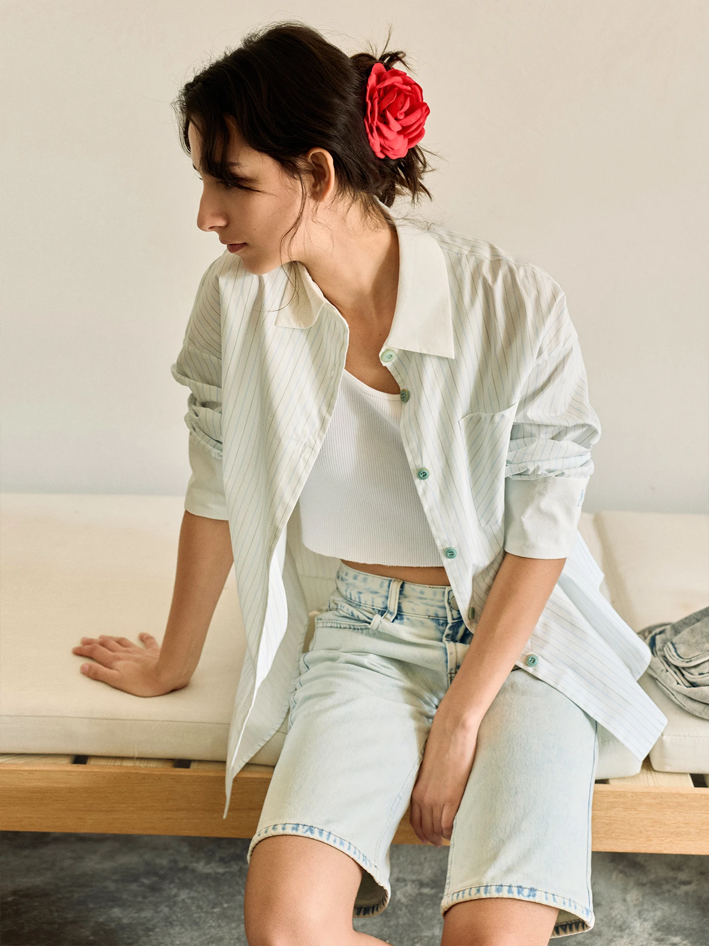 

Dozzease Повседневная классическая рубашка в полоску с длинным рукавом, тонкая, с защитой от солнца, женская, весенняя, хлопковая, на пуговицах