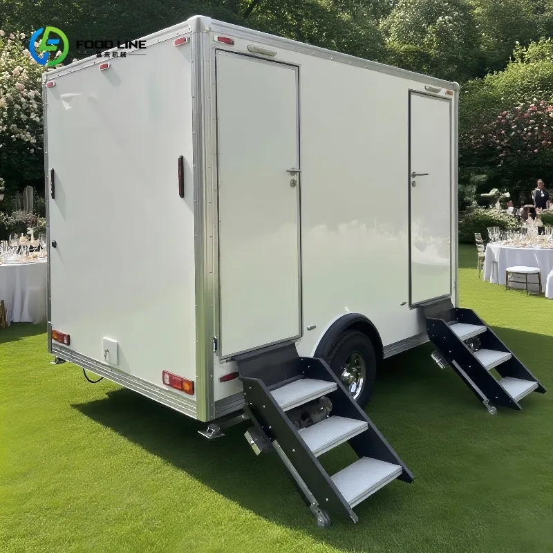 Portable White Mobile Restroom Trailer for Hotel Commercial Service Equipment Custom