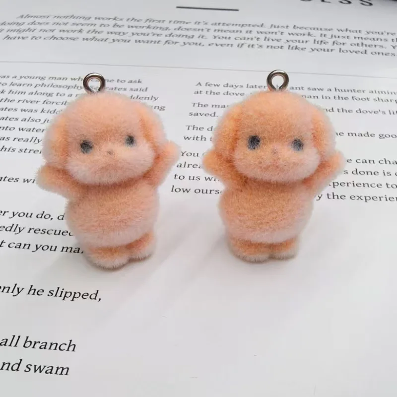 20pcs 3D Miniature Cartoon Cute Dog Charms Plush Doll Resin Pendant For phone bag Keychains DIY handicraft Jewelry make fittings
