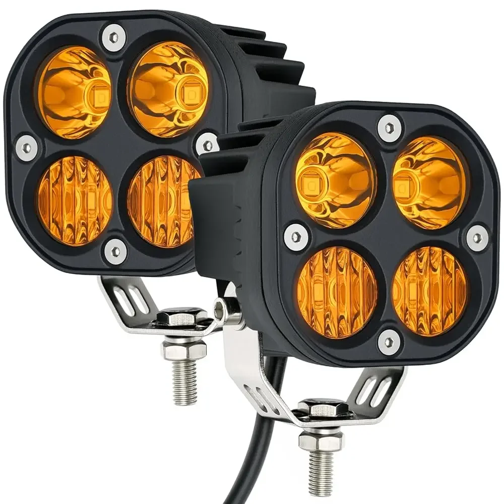 

Free Shipping - 2-Pack 40W 3Inch Yellow/Amber Combo Beam LED Pod Light - Bright Off-Road Driving Fog Lights, Waterproof Auxiliar
