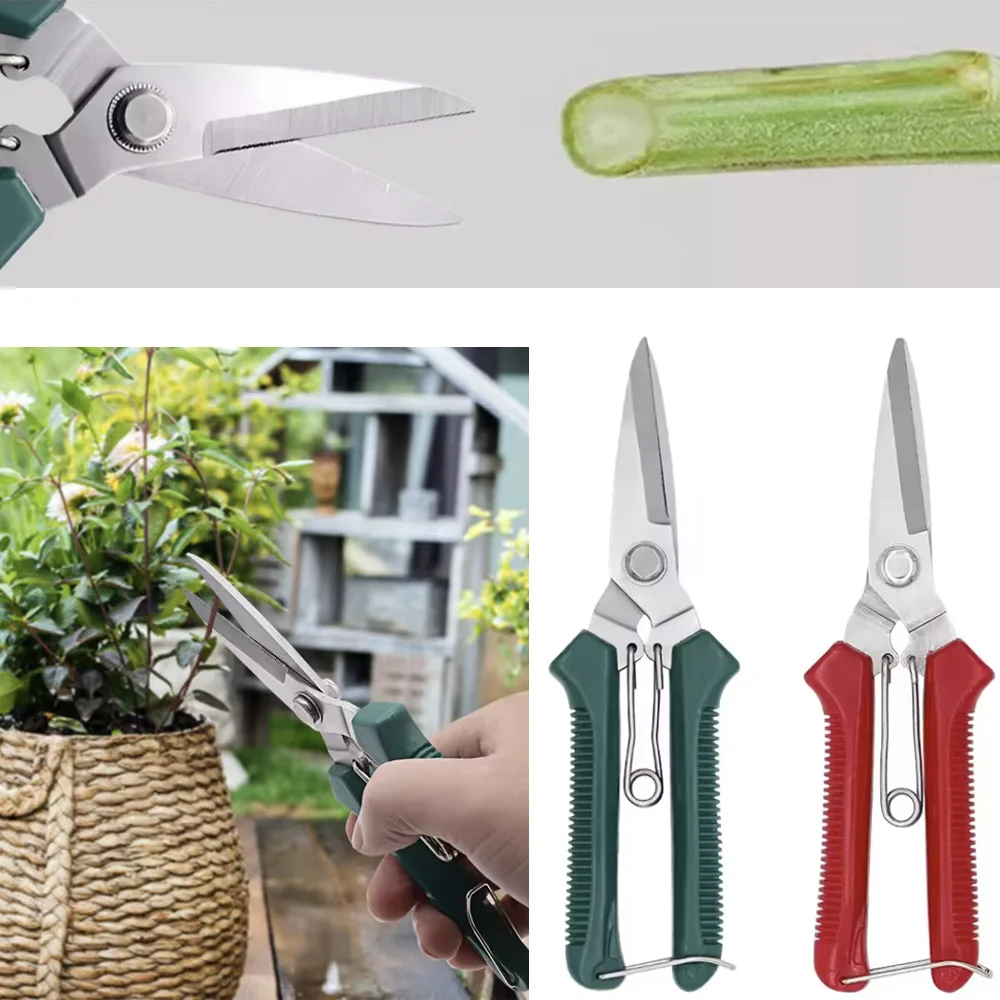 190mm Straight Head Pruning Shears Stainless Steel Non-slip Handle Outils Manuels Household Bonsai Garden Scissors Pruing Shear