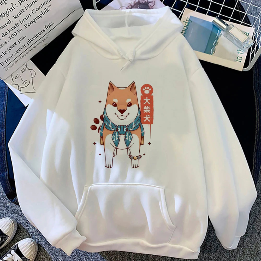 Shiba Inu-Sudadera con capucha para mujer, chándal vintage de forro polar, y2k, estética gráfica, y2k