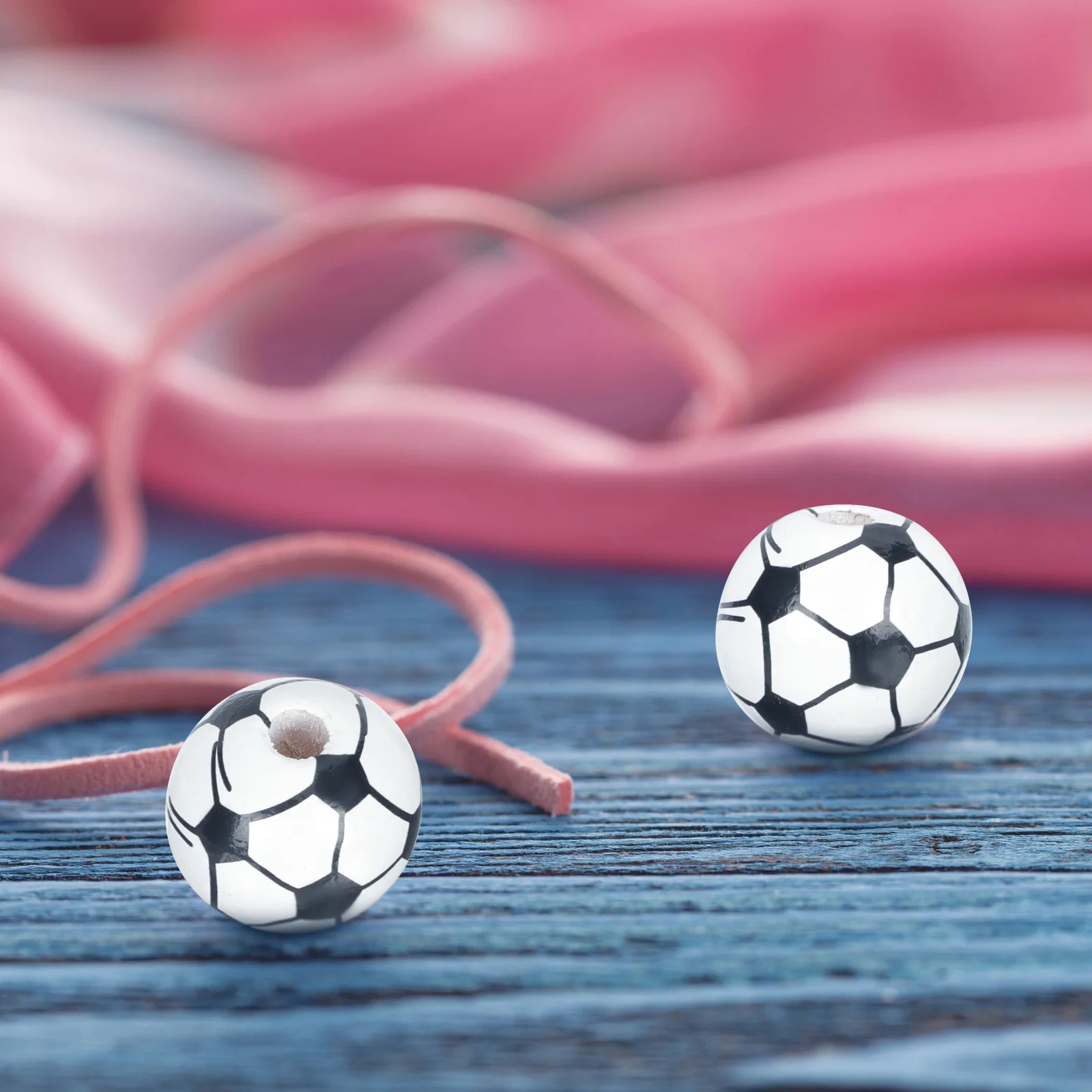 

100 Pcs Football Shaped Wooden Beads DIY Jewelry Accessories Necklace Making Supplies Sport Decorations Wood Material Smooth