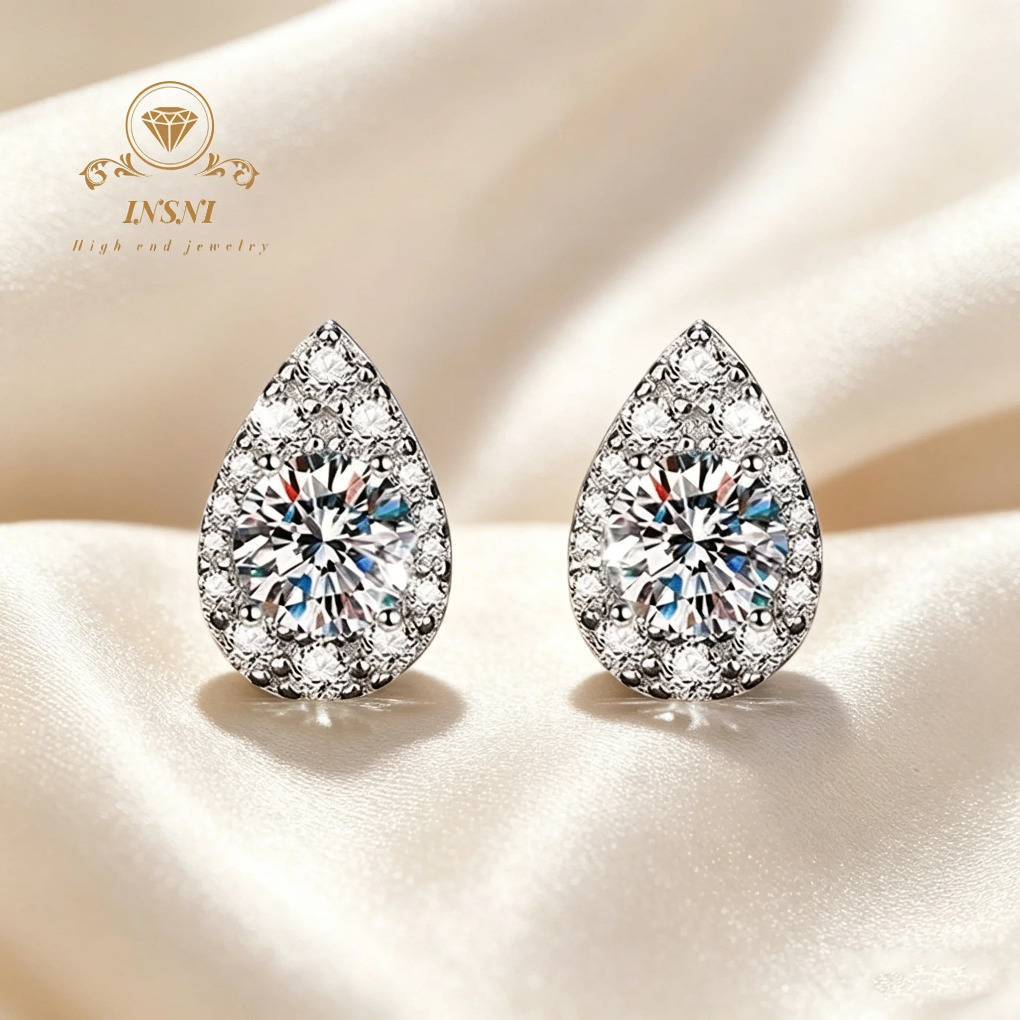 

1Ct D Color Pear Moissanite Earrings S925 Hypoallergenic Korean Light Luxury Teardrop Studs Certified Everyday Jewelry Gift