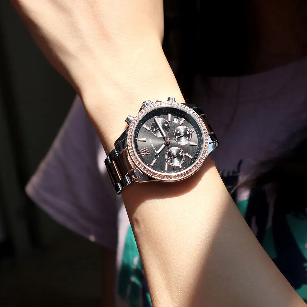 MINI FOCUS 0617L Steel Belt Quartz Women's Watch Waterproof Calendar Luminous Chronograph Watches for Women Relogios Masculino