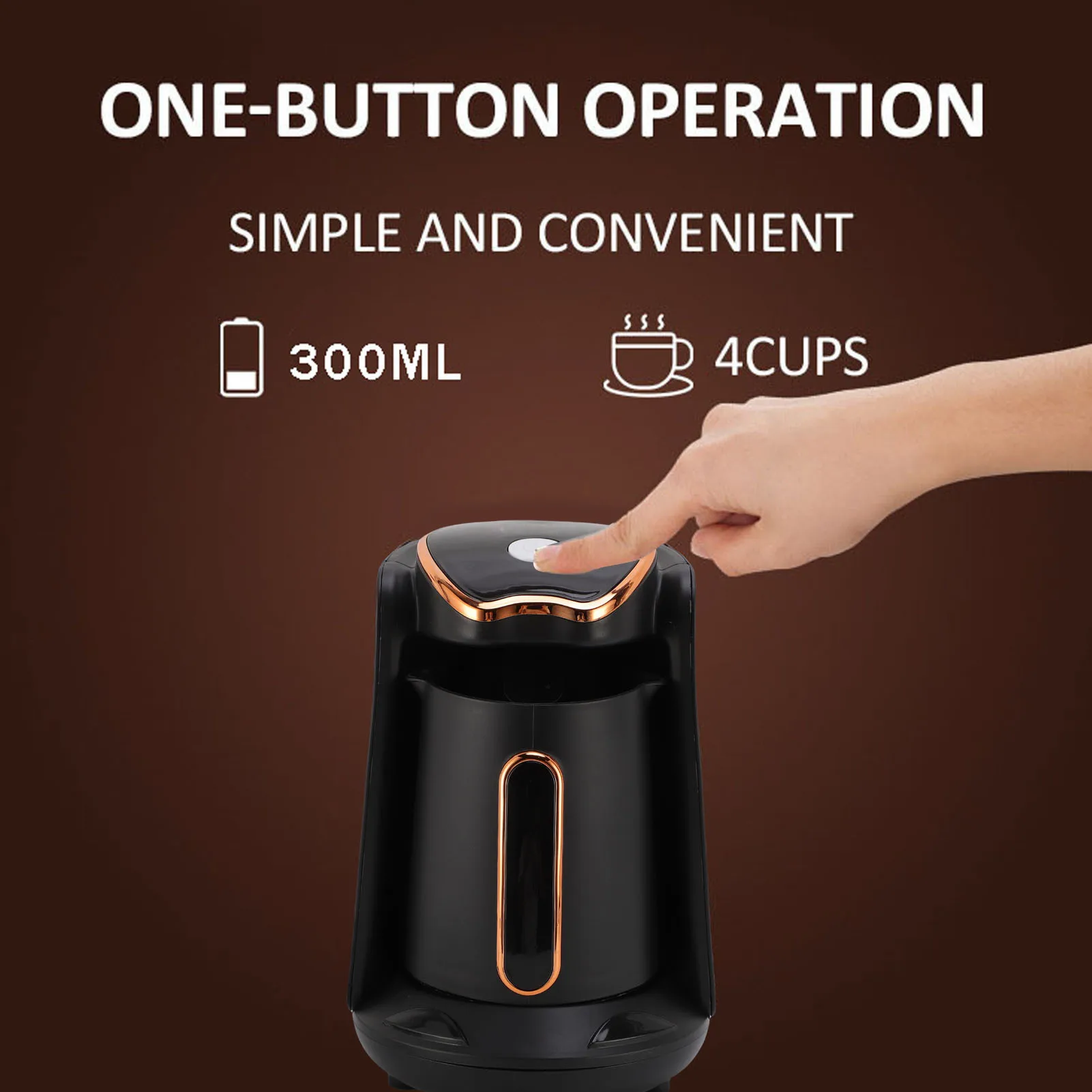 

4 Cups Coffee Machine Turkish Coffee Maker 600W 4 Cups Anti Overflow Anti Dry Burning Portable Turkish Coffee Machine for Home