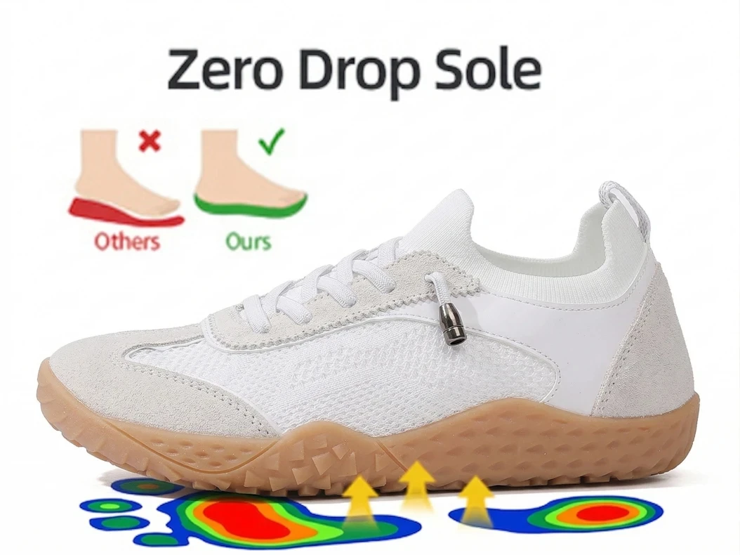 FANCYLEE Barefoot Shoes Damen Barfußschuhe Zero Drop Fitness Sneaker Breit Zehenbox Atmungsaktiv Flexibel Kraftsport Squat Fitnessstudio Training Gym Cross-Trainer Wandern Bequem Leicht Sport Schuhe EU 37-42 – Detail 7