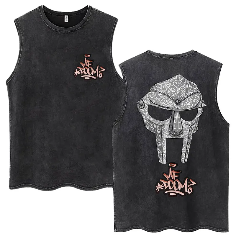

Рэпер Mf Doom Madvillain Металлическая Маска Лицо Мытье Майки Мужчины Хип-Хоп Рэп Винтаж Готический Жилет Мужчины Женщины Негабаритная Хлопковая Футболка