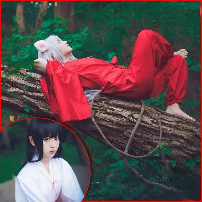 Аниме Inuyasha костюмы для косплея кимоно костюмы на Хэллоуин для мужчин одежда для ролевых игр костюм парик вечерние красная униформа полный комплект