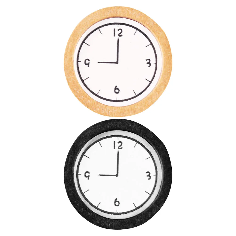 นาฬิกาแขวนผนังขนาด 1:12 จำนวน 2 ชิ้น ของตกแต่งบ้านตุ๊กตา ทำจากไม้ ให้พื้นผิวธรรมชาติ สำหรับการออกแบบตกแต่งภายในที่สมจริง อุปกรณ์ตกแต่งบ้านขนาดจิ๋ว