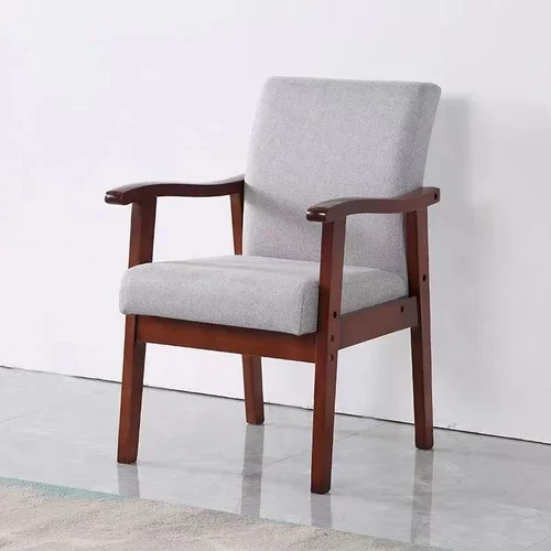 Solid wood backrest chair, modern and simple home, leisure, office, computer chair, hotel, ultra thick soft bag, armrest, sofa