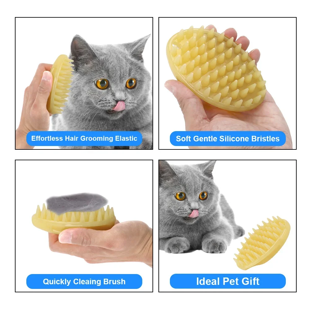 Pet Products Comb Dog Cat Massage Brush Quickly Cleaning Brush Soft Gentle Silicone Bristles Cleaner Puppy Pet Washer Wash Tools