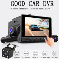 Full Screen Reverse Front Camera for Car 170 Degree Wide Angle Dashcam 3 Lens Dash Black Box HD 1080P Cam Cars Video Recorder