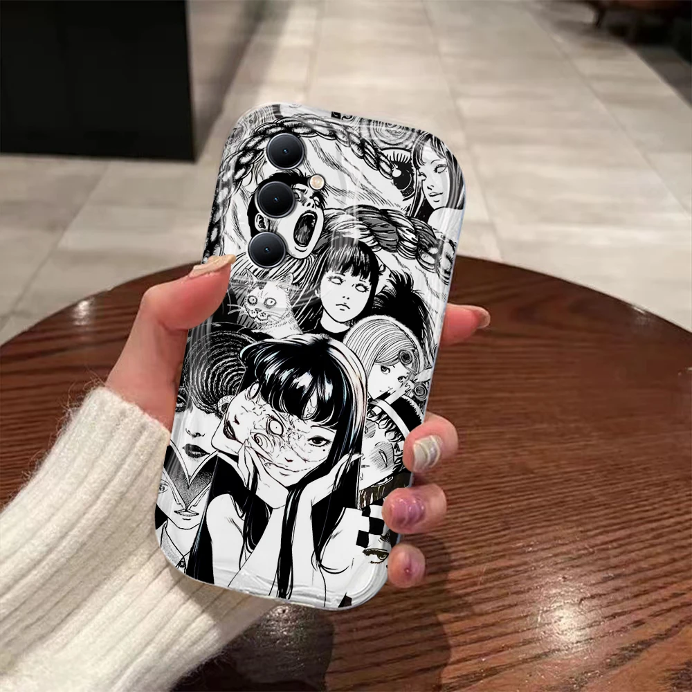 Junji Ito horror Hot comics 3D Wave Case For OPPO Realme 12 11 10 9 8 7i 6 5 Pro Plus C67 C55 C31 C35 C11 C12 C15 C20 C21Y Cover