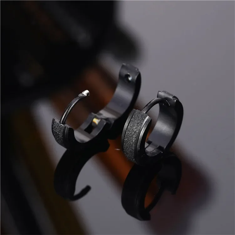 Huggie Hoop Earrings For Men Women Black Punk Stainless Steel Titanium Small Circle Round Gothic Fashion Piercing Jewelry Gifts