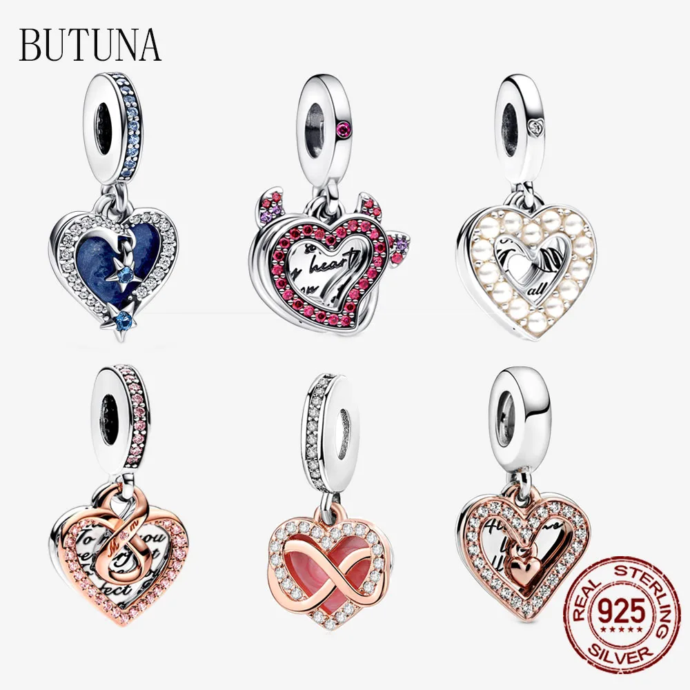 

Authentic 925 Sterling Silver Shining Inlaid Love Charms Beads Fit Original Pandora Bracelet Jewelry DIY Gift Christmas