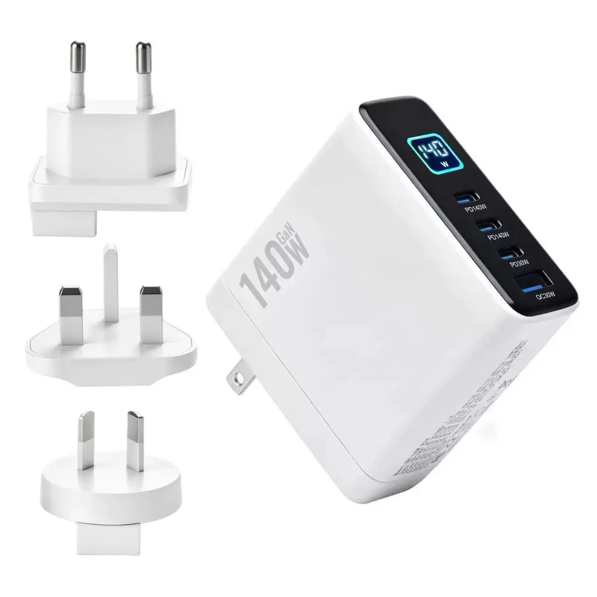 [140w-gallium-nitride-multi-port-fast-charging-charger-pd140w-with-smart-display-suitable-for-charging-laptops-mobile-phones-and-computers]