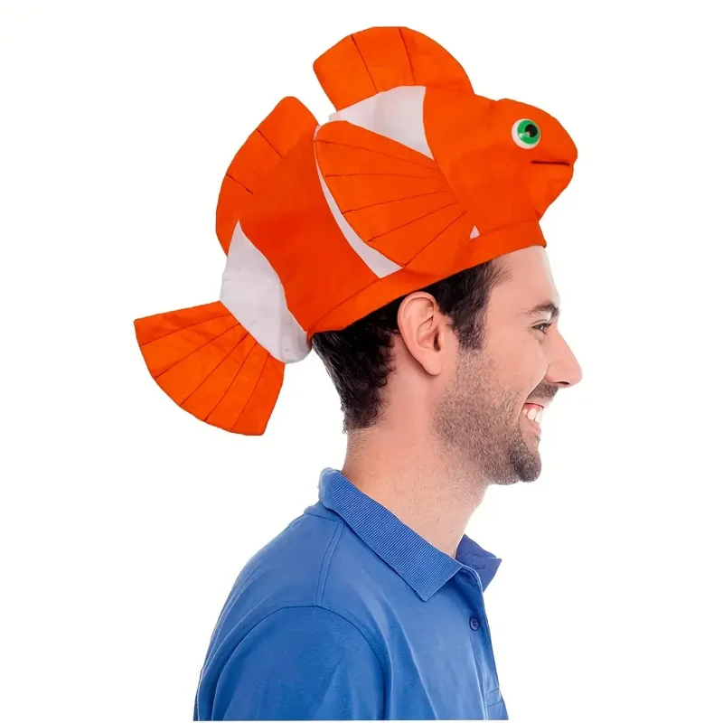Clownfish Hat Party Holiday Dress Up Fish Funny Three-Dimensional Clownfish Carnival Hats for Halloween Christmas Event Party